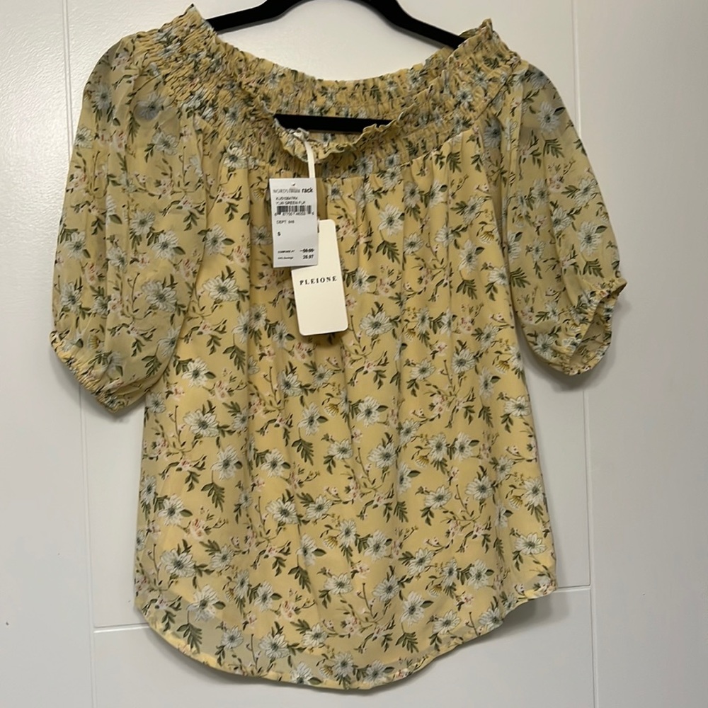 Yellow floral off the shoulder top